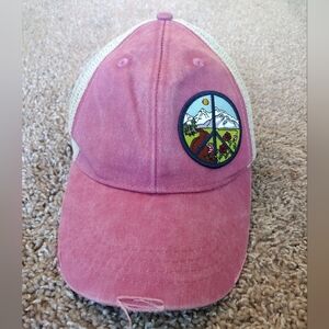Adams Pink And Beige Mesh Trucker Hat